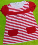 dress baju bayi perempuan cewek newborn 0-6bulan murah lembut salur merah 22 lebar dada 26cm,panjang baju 40cm,bahan kaos lembut nyaman dipakai,bikin dedek baby makin cantik