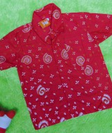 baju batik bayi anak laki-laki kemeja batik batita hem anak cowok uk 1-3th baju pesta motif snail merah
