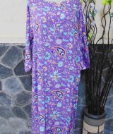 baju tidur santai batik longdress jumbo pias cantik daster lengan panjang wanita longdres baladewa motif ungu cantik