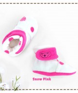 kado sepatu bayi prewalker baby newborn 0-6bulan booties cuddleme motif snow pink