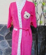 kimono handuk jubah mandi remaja dewasa fit to L beruang pink 46 lingkar dada 86cm,panjang ke bawah 91cm,cocok dipakai harian maupun saat piknik ke kolam renang,waterpark,atau waterboom