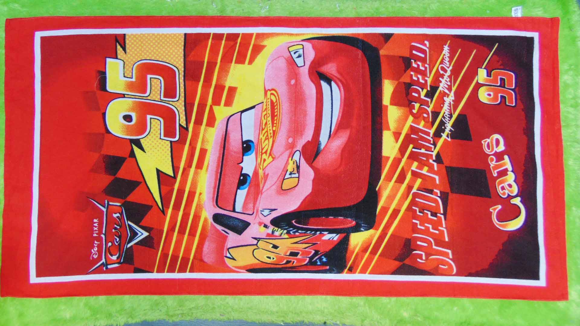 handuk mandi karakter karakter JUMBO SUPER BESAR motif mobil CARS MCQUEEN 55 ukuran  140x 71cm; bahan lembut LIMITED EDITION
