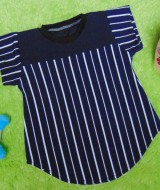 Dress Baju Anak Bayi Cewek Perempuan 0-12bulan Alisa Navy Salur 22 LD 31 P 42,5 bahan lembut,bikin dedek bayi tambah cantik