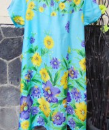 Dress baju santai anak perempuan cewek 5-6tth Daster tali dada adem lembut motif biru muda bunga mekar