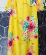 Dress baju santai anak perempuan cewek 5-6tth Daster tali dada adem lembut motif kuning bunga mekar