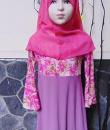 PALING MURAH Baju Muslim Gamis Aira Anak Bayi Perempuan 1-2th Plus Hijab Aesthetic Pink Flowers 42 Lebar Dada 31cm, Panjang 58cm