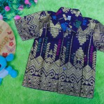 baju batik bayi anak laki-laki kemeja batik bayi hem anak cowok uk 0-2th baju pesta motif prada ungu gold