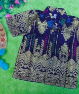 baju batik bayi anak laki-laki kemeja batik bayi hem anak cowok uk 0-2th baju pesta motif prada ungu gold 30 lebar dada 28cm, panjang ke bawah 35cm,