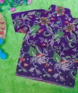 baju batik bayi anak laki-laki kemeja batik bayi hem anak cowok uk 0-2th baju pesta motif vas ungu 30 lebar dada 28cm, panjang ke bawah 35cm,