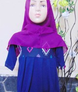 PALING MURAH Baju Muslim Gamis Aisyah Anak Bayi Perempuan 0-12bulan Plus Hijab etnik navy 43 Lebar Dada 30cm, Panjang 42cm