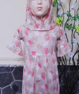 PALING MURAH Baju Muslim Gamis Aisyah Anak Bayi Perempuan 1-2th Plus Hijab choco leaves 45 Lebar Dada 27cm, Panjang 54cm