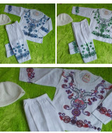 foto utama PALING MURAH set baju koko bayi putih sablon ukuran M 6-12bulan PLUS PECI Aneka Warna
