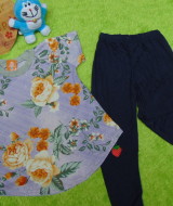 setelan baju bayi perempuan cewek 0-12bulan plus legging motif 37 lebar dada 29cm, panjang baju 37cm, panjang celana 49cm,