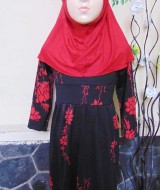 PALING MURAH Baju Muslim Gamis Aisyah Anak Bayi Perempuan 3-4th Plus Hijab red flowers 49 Lebar Dada 30cm, Panjang baju 64cm, usia hanya estimasi, silahkan cocokkan dengan ukuran anak anda,