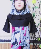 PALING MURAH Baju Muslim Gamis Aisyah Anak Bayi Perempuan 6-18bulan Plus Hijab Abstrak cantik 44 Lebar Dada 27cm, Panjang 49cm