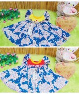 dress baju pesta bayi anak perempuan BELLA blue mozaic newborn baby 0-9bulan