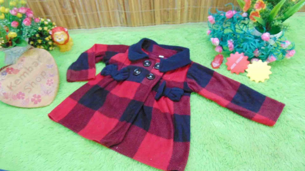 jaket bayi blazer baby mantel bayi hangat lembut big tartan merah hitam 0-18bulan (2)