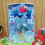 FREE KARTU UCAPAN Kado Lahiran Box Paket Kado Bayi Perempuan Cewek Baby Gift Dress Mickey Love Biru Cantik