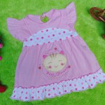 dress baju bayi perempuan cewek newborn 0-6bulan murah lembut pink kucing