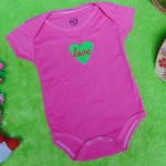 TERLARIS jumper carter ecer lengan pendek bayi cewek perempuan 12 bulan polos pink love hijau
