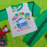 baju tidur piyama kaos panjang L bayi 6-18bulan motif karakter little bus tayo bis kecil hijau