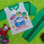 baju tidur piyama kaos panjang M bayi 0-12bulan motif karakter little bus tayo bis kecil hijau