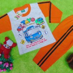 baju tidur piyama kaos panjang M bayi 0-12bulan motif karakter little bus tayo bis kecil orange