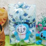 FREE KARTU UCAPAN paket kado lahiran bayi baby gift set box jaket plus boneka motif baby cow biru