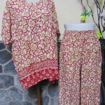piyama batik dewasa celana panjang lengan pendek CP JUMBO motif rerambatan merah cokelat
