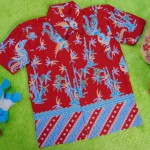 Baju batik bayi anak laki-laki kemeja batik batita hem anak cowok 2-4th baju pesta motif bambu merah tumpal