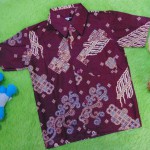 baju batik bayi anak laki-laki kemeja batik batita hem anak cowok uk 1-3th baju pesta motif kawung maroon