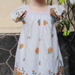 Dress baju santai batita perempuan cewek 2-3th Daster kerah renda adem lembut motif elegant white flowers