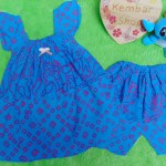 setelan baju batik santai bayi perempuan cewek 1-2th adem motif geometris abstrak