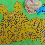 setelan baju batik santai bayi perempuan cewek 1-2th adem motif pom-pom kuning