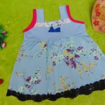 Dress Baju Anak Bayi Cewek Perempuan 0-12bulan Alisa renda bunga biru