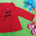 Set Jaket bayi  hangat lembut mantel bayi dan sepatu balet merah 0-6 bulan