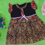 dress batik cewek baju batik bayi perempuan 0-12bulan pita lengan sayap motif tumpal kembang  