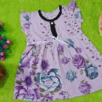 dress cewek baju bayi perempuan 0-12bulan pita lengan sayap motif kembang ungu