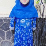 PALING MURAH Baju Muslim Gamis Aira Anak Batita Perempuan 2-3th Plus Hijab Blue Flowers 