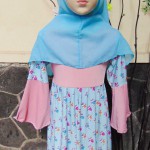 PALING MURAH Baju Muslim Gamis Aira Anak Batita Perempuan 2-3th Plus Hijab Dusty Blue 