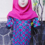 PALING MURAH Baju Muslim Gamis Aira Anak Bayi Perempuan 6-18bulan Plus Hijab Pink Flowers 