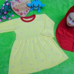 PALING MURAH Baju Muslim Gamis yellow flowers Anak Bayi Perempuan 0-12bulan Plus Hijab pasmina instan
