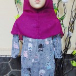 PLUS HIJAB Baju Muslim Gamis Anak Bayi Perempuan Cewek 1-2th BOBO KIDS motif owl grey 