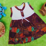 dress batik cewek baju batik bayi perempuan 0-6bulan pita lengan kutung motif tanaman maroon