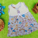 dress santai cewek baju santai bayi perempuan 0-6bulan pita lengan kutung motif florist