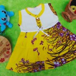 dress santai cewek baju santai bayi perempuan 0-6bulan pita lengan kutung motif tanaman kuning 