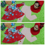 PLUS HIJAB setelan baju legging muslim anak Azzahra gamis bayi 6-18bulan plus jilbab flower red