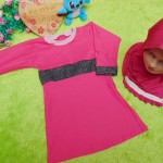 PALING MURAH Baju Muslim Gamis Aisyah Anak Bayi Perempuan 6-18bulan Plus Hijab pink mutiara