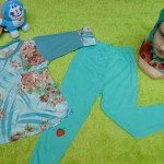 PLUS HIJAB setelan baju legging muslim anak Azzahra gamis bayi 6-18bulan plus jilbab flower vintage tosca