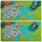 PLUS HIJAB setelan baju legging muslim anak Azzahra gamis bayi 1-2th plus jilbab flower choco tosca